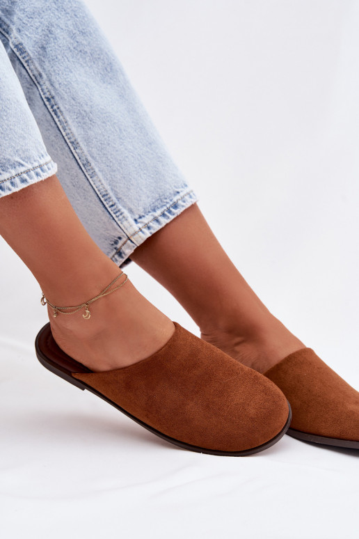 Pantofole Appartamento delle donnein ecopelle scamosciatau colore marrone Veronelle