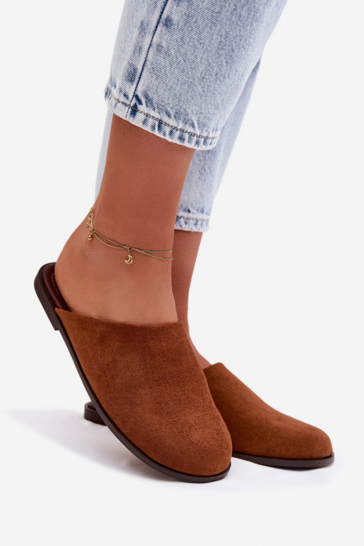 Pantofole Appartamento delle donnein ecopelle scamosciatau colore marrone Veronelle