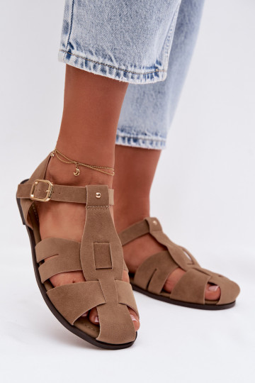 Sandali romani da donna flat color cachi „Belanessa" 2