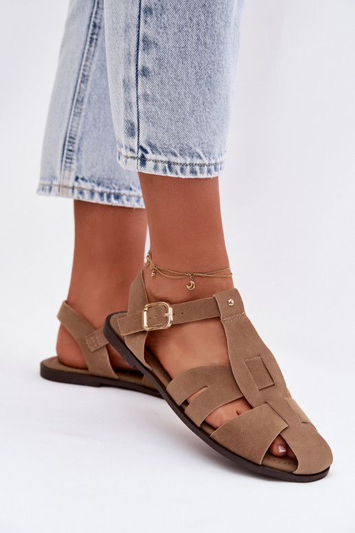 Sandali da donna Rzymianki isoscele colore kaki Belanessa