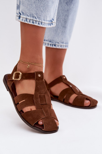 Sandali romani da donna flat color marrone „Belanessa" 2