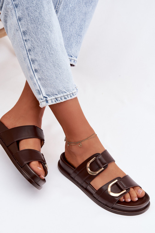 Eko Pantofole in pelle Femminile con strisce CzekoladoAe Rosinessa