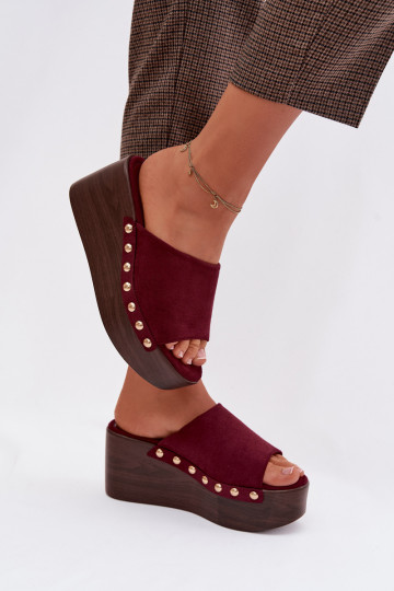 Pantofole con plateau in suede artificiale bordeaux Helivina