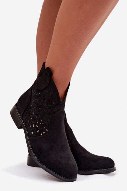 Stivali traforati Femminile con tacchi larghi S.Barski HY61-8026 colore nero