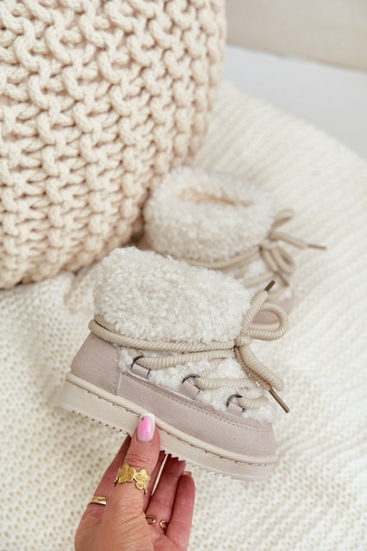 Caldo Stivali Stivali da neve Infantile con cinghie beige Asija