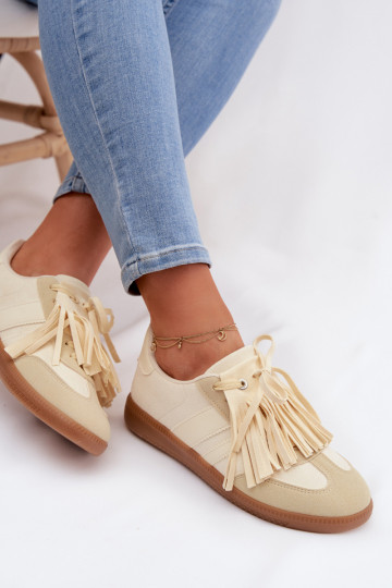 Scarpe modello sneakers Femminile con frange colore giallo Dorivelle