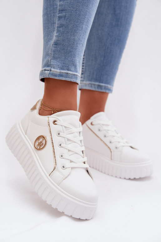 Scarpe modello sneakers Femminile con una piattaforma Con decorazioni Detalem Colore bianco Iselora