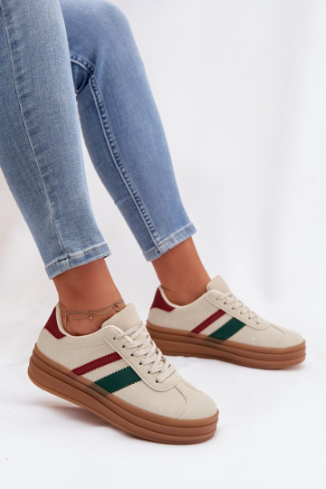 Scarpe modello sneaker da donna con piattaforma color sabbia Janivelle