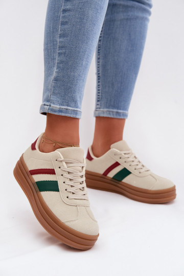 Scarpe modello sneaker da donna con piattaforma color sabbia Janivelle 2