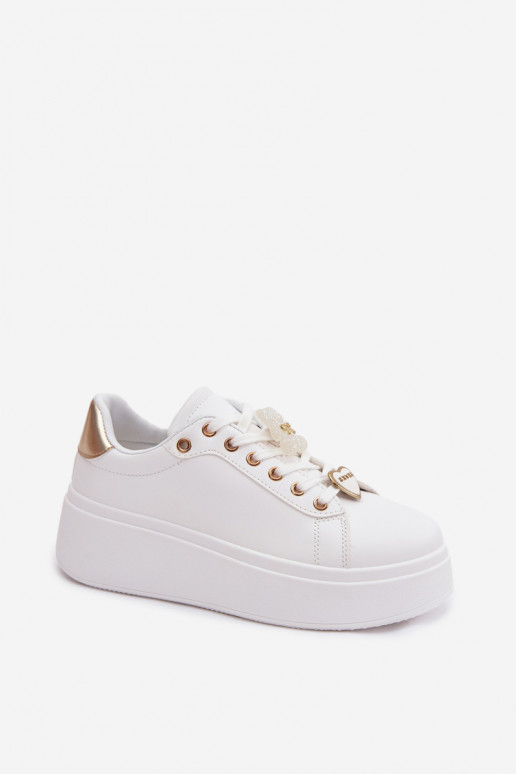 Scarpe modello sneakers Femminile con una piattaformaPrzypinkami Orsi di peluche con i cuori Bianco-colore dorato Selorissa