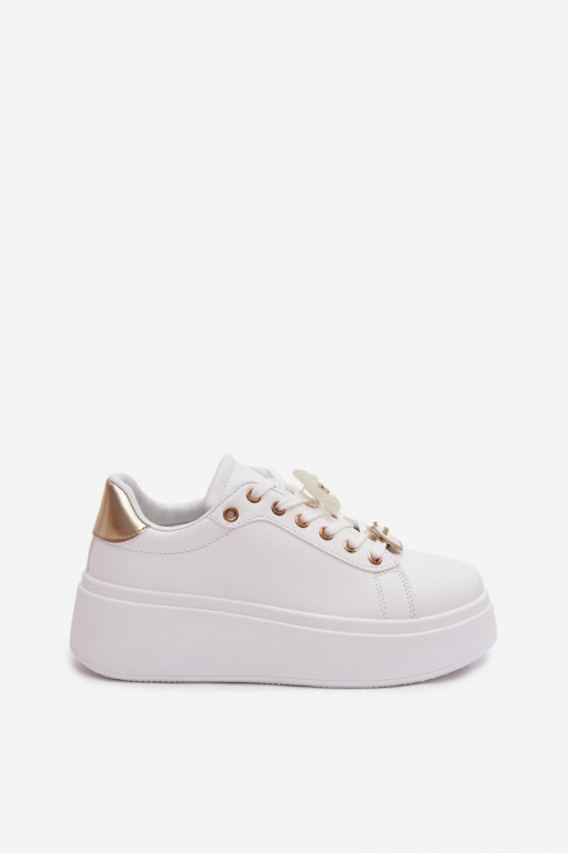 Scarpe modello sneakers Femminile con una piattaformaPrzypinkami Orsi di peluche con i cuori Bianco-colore dorato Selorissa