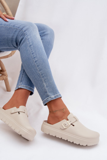 Pantofole leggere Pantofole da donna con cinghie I con fibbie beige Larinie