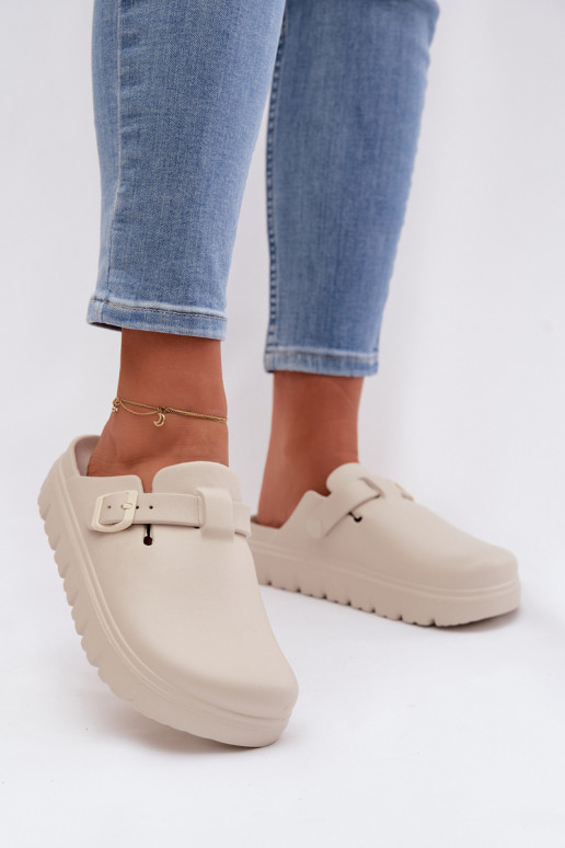 Pantofole leggere Pantofole da donna con cinghie I con fibbie beige Larinie