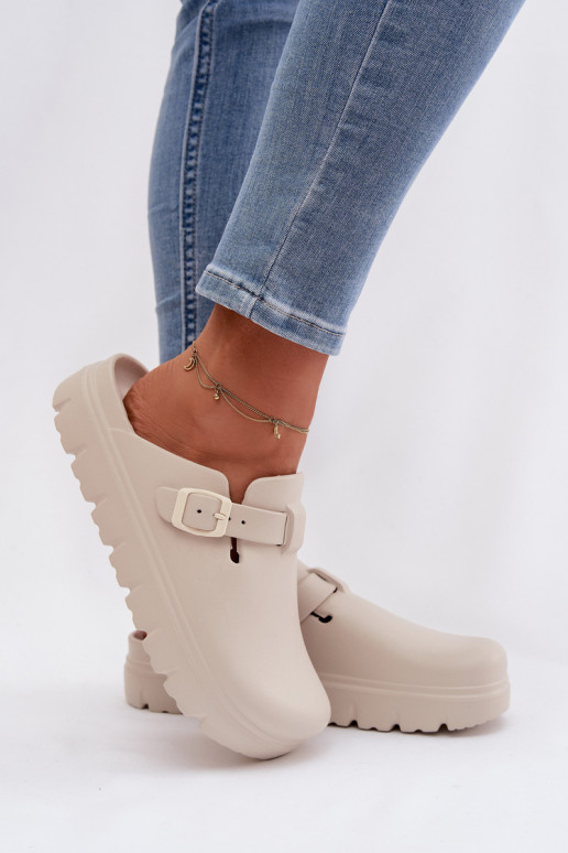 Pantofole leggere Pantofole da donna con cinghie I con fibbie beige Larinie