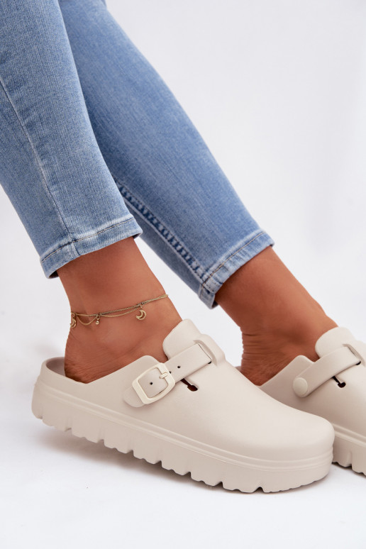 Pantofole leggere Pantofole da donna con cinghie I con fibbie beige Larinie