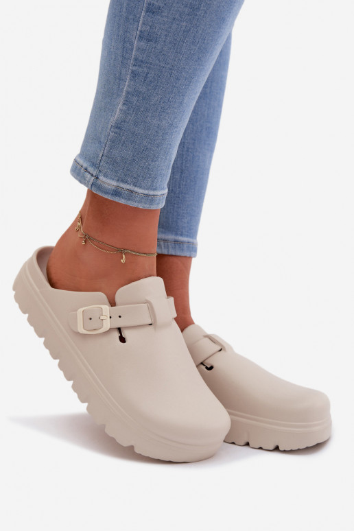 Pantofole leggere Pantofole da donna con cinghie I con fibbie beige Larinie