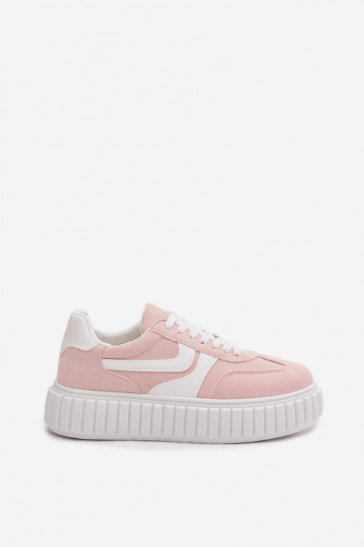 Scarpe modello sneakers Femminile con una piattaformain ecopelle scamosciatau colore rosa Cadrina
