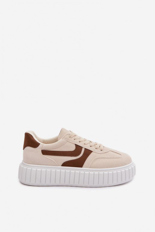 Scarpe modello sneakers Femminile con una piattaformain ecopelle scamosciatau beige Cadrina
