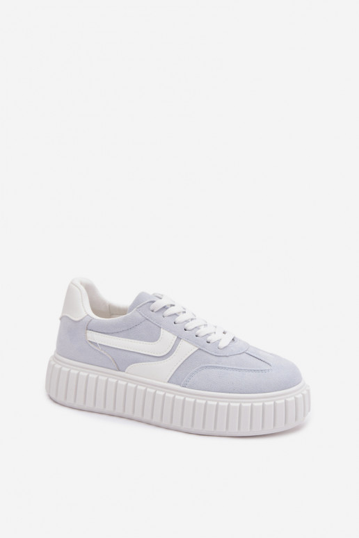 Scarpe modello sneakers Femminile con una piattaformain ecopelle scamosciatau azzurro Cadrina