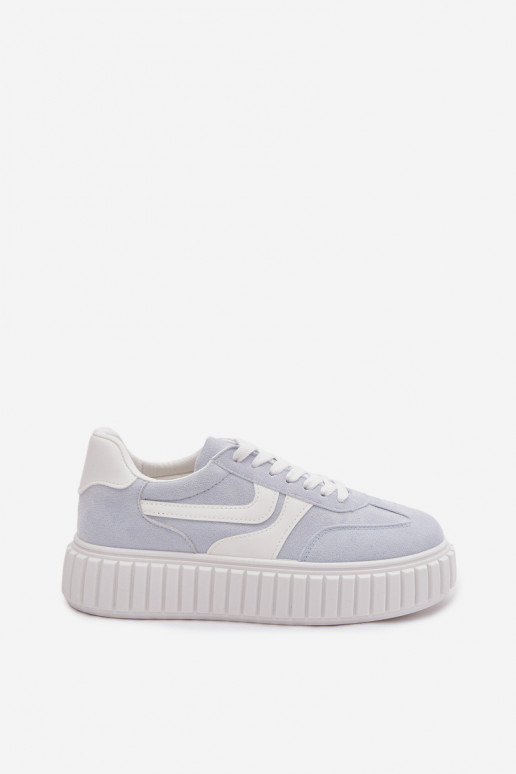 Scarpe modello sneakers Femminile con una piattaformain ecopelle scamosciatau azzurro Cadrina