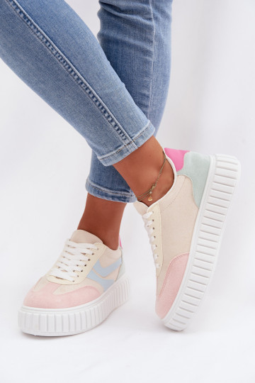 Scarpe modello sneakers Femminile con una piattaformain ecopelle scamosciatau Colori differenti Cadrina 2