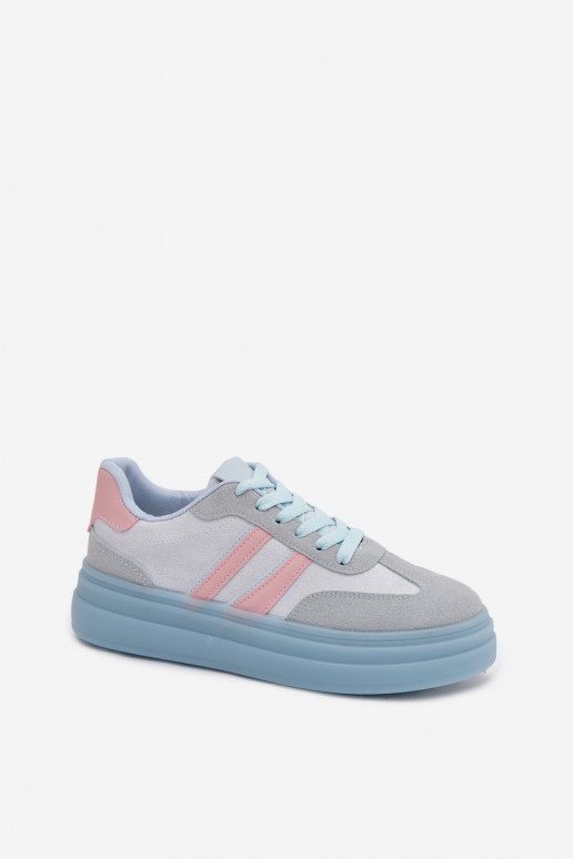 Scarpe modello sneakers Femminile con una piattaforma colore blu Galleria