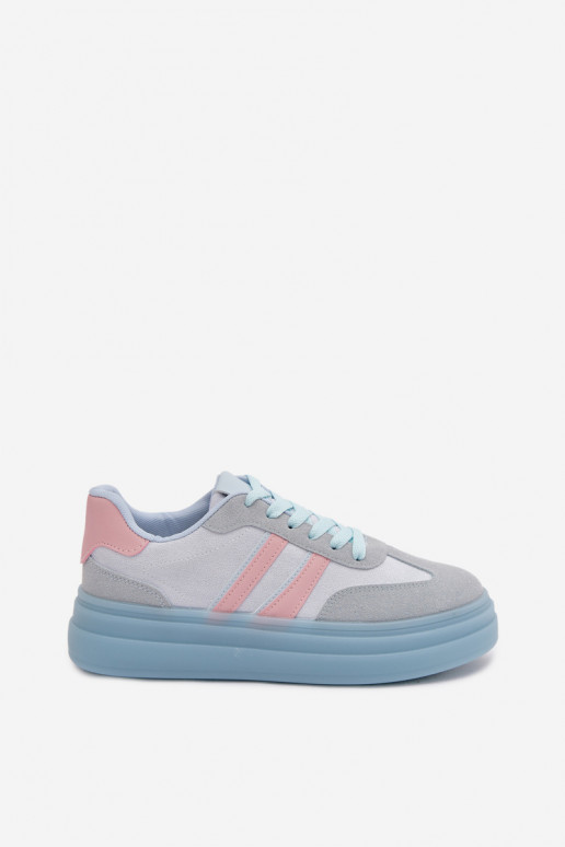 Scarpe modello sneakers Femminile con una piattaforma colore blu Galleria