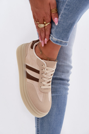 Scarpe modello sneakers Femminile con una piattaforma beige Galleria
