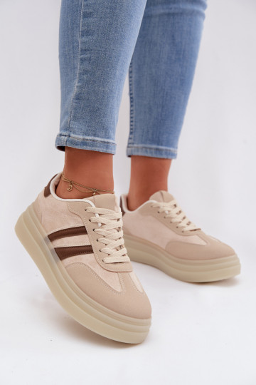 Scarpe modello sneakers Femminile con una piattaforma beige Galleria 2