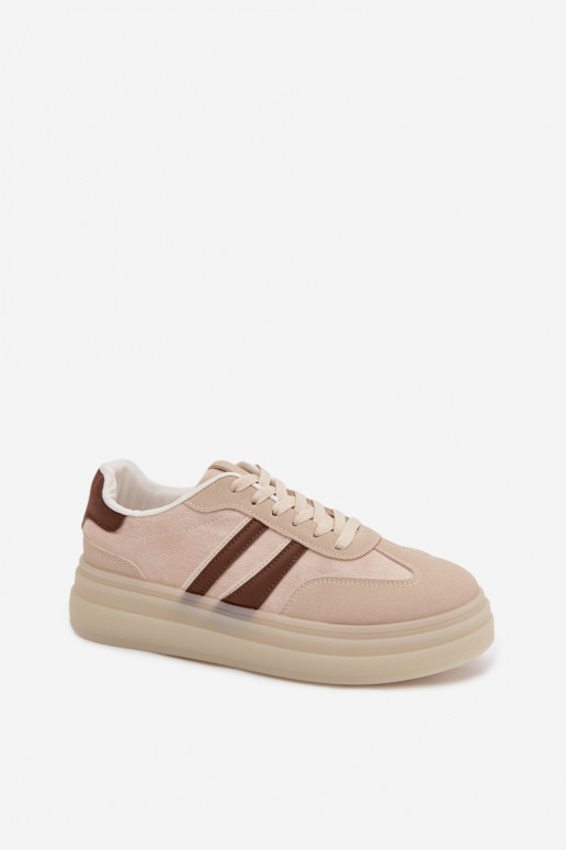 Scarpe modello sneakers Femminile con una piattaforma beige Galleria