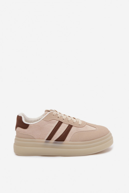 Scarpe modello sneakers Femminile con una piattaforma beige Galleria