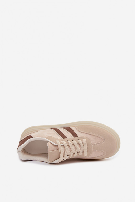 Scarpe modello sneakers Femminile con una piattaforma beige Galleria