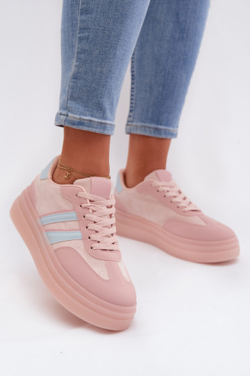 Scarpe modello sneakers Femminile con una piattaforma colore rosa Galleria 2