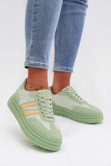 Scarpe modello sneakers Femminile con una piattaforma colore verde Galleria 2