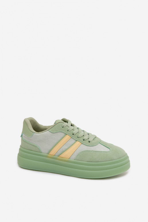 Scarpe modello sneakers Femminile con una piattaforma colore verde Galleria