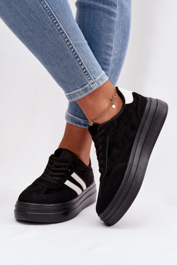 Scarpe modello sneakers Femminile con una piattaforma colore nero Galleria 2