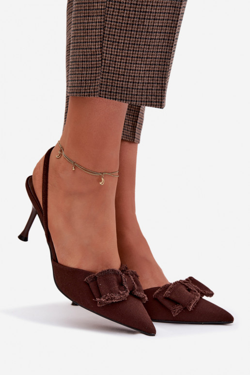 Sandali da donna con tacchi sottili con nastri CzekoladoAe Hestia