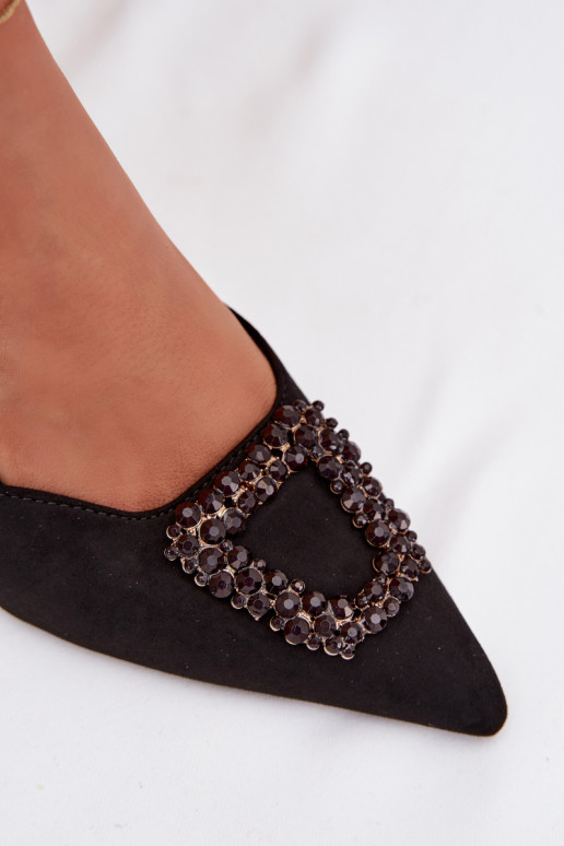 Sandali da donna con tacchi sottili con ornamenti colore nero Ismeria