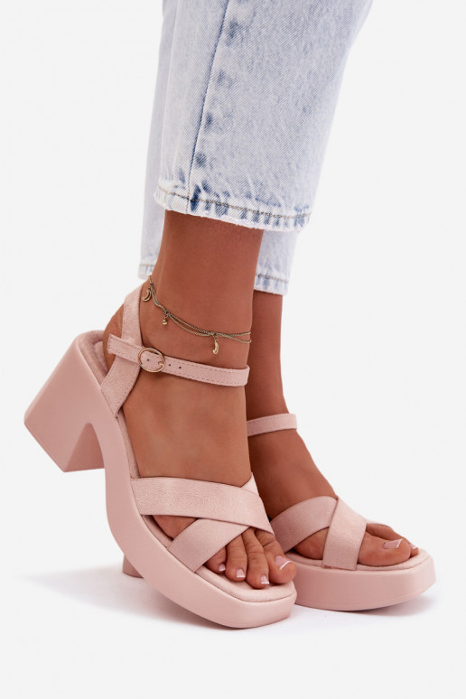 Sandali da donna Su un enorme paloin ecopelle scamosciatau Tonalità rosa chiaro Tereza