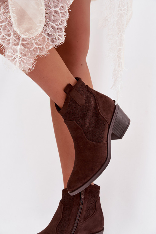 Stivali traforati Femminile con i tacchi S.Barski HY61-8013 CzekoladoAe