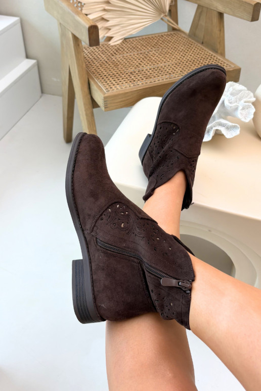 Stivali traforati Femminile con tacchi larghi S.Barski HY61-8026 CzekoladoAe