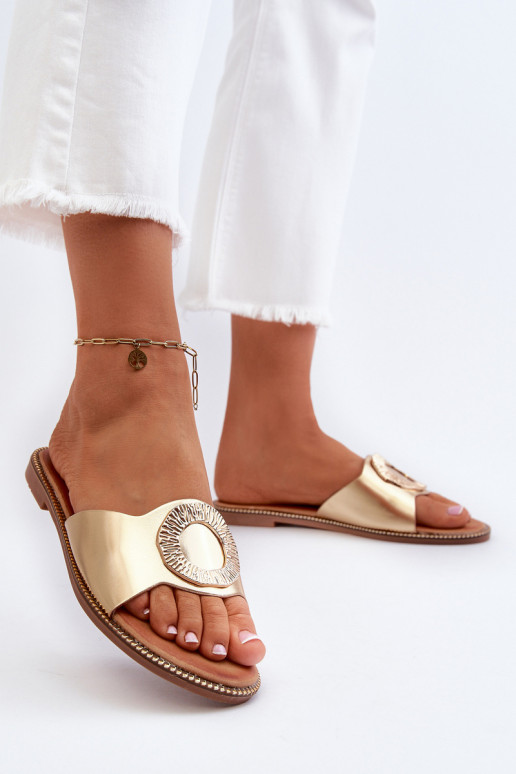 Pantofole da donna con ornamenti colore dorato Cilima