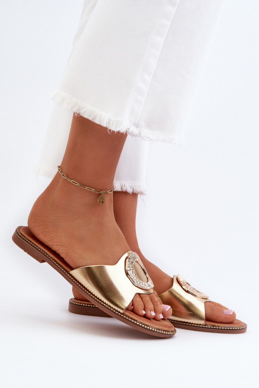 Pantofole da donna con ornamenti colore dorato Cilima