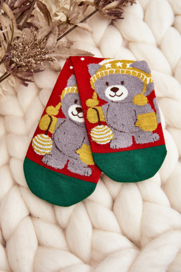 Calzini natalizi da donna Con Orso colore rosso 2