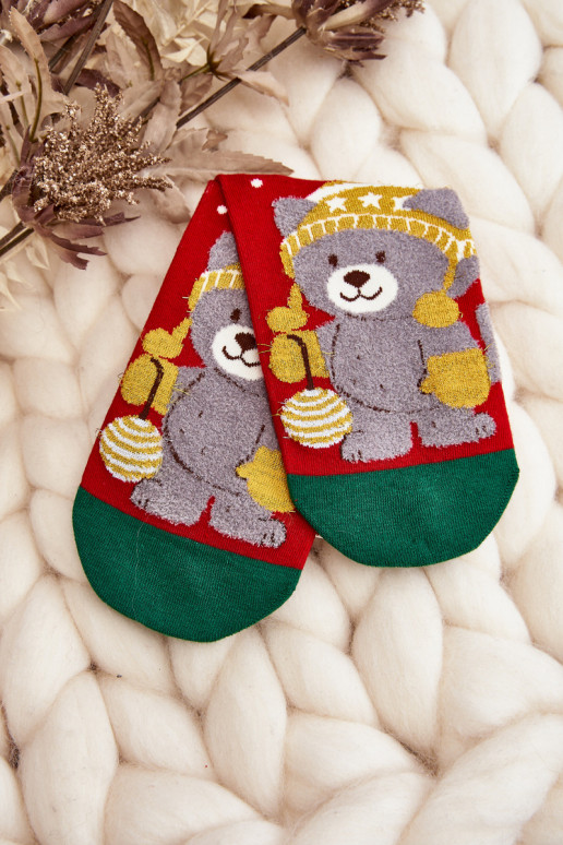 Calzini natalizi da donna Con Orso colore rosso