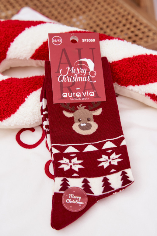 Skarpety Deveschio Abilitatotale Elegantellato con cervi Borgogna