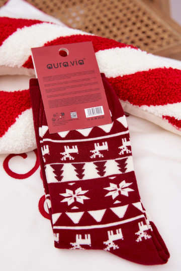Calzini natalizi da uomo con renne colore bordeaux 2