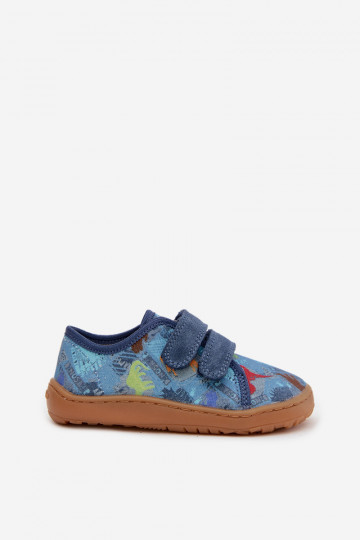Ciabatte per bambini Barefoot con dinosauri Froddo Canvas G1700440-15 blu 2