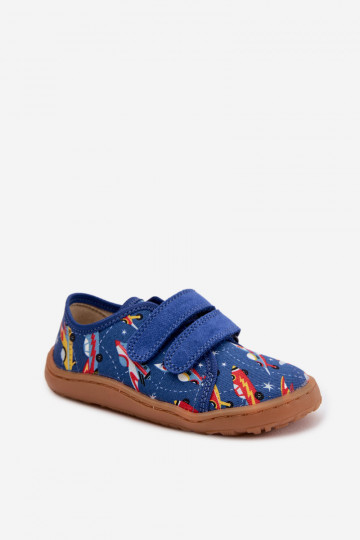 Ciabatte per bambini Barefoot con astronavi Froddo Canvas G1700440-5 blu