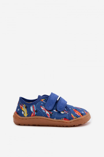 Ciabatte per bambini Barefoot con astronavi Froddo Canvas G1700440-5 blu 2